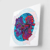 Horloge Carrée Betta fish  (Angle)