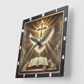 Horloge Carrée Bible de la croix de l'Esprit Saint (Angle)