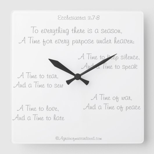 Horloge Carrée Bible Scripture Agrainofmustardseed.com Clocks (Recto)