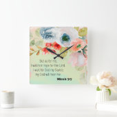 Horloge Carrée Bible Verse Floral Square Wall Clock (Maison)