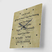 Horloge Carrée Bible Verse Règles de famille (Angle)