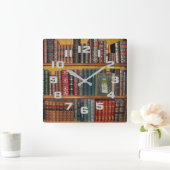 Horloge Carrée Bibliothèque des amoureux de livres Édition reliée (Maison)