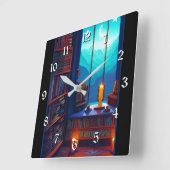 Horloge Carrée Bibliothèque Night Sky (Angle)