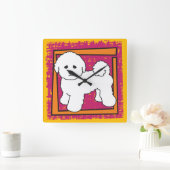 Horloge Carrée Bichon Frise (Maison)