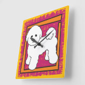 Horloge Carrée Bichon Frise (Angle)