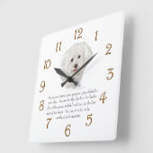 Horloge Carrée Bichon Frise Souvenir FEMELLE (Angle)
