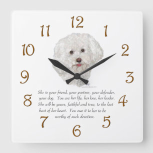 Horloge Carrée Bichon Frise Souvenir FEMELLE
