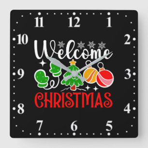 Horloge Carrée Bienvenue Noël