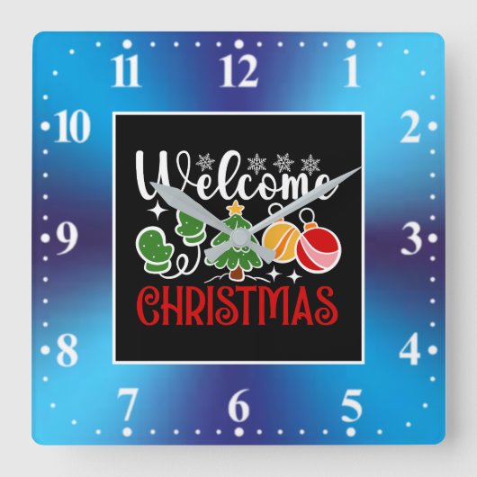 Horloge Carrée Bienvenue Noël (Recto)