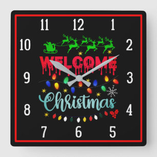Horloge Carrée Bienvenue Noël-81124