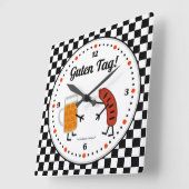 Horloge Carrée Bière et bratwurst - étiquette de Guten - (Angle)