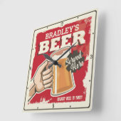 Horloge Carrée Bière la plus froide en ville AJOUTER LE NOM Accue (Angle)