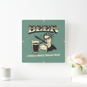 Horloge Carrée Bière : Un Pitcher Vaut 1000 Mots (Maison)