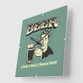 Horloge Carrée Bière : Un Pitcher Vaut 1000 Mots (Angle)