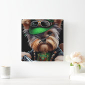 Horloge Carrée Biewer Terrier Chien Conduite Vélo St. Patrick's D (Maison)