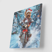 Horloge Carrée Biewer Terrier Chien équitation Moto Noël (Angle)