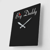 Horloge Carrée Big Daddy avec Red Heart (Angle)