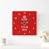 Horloge Carrée Big square Keep Calm wall clock Customizable text (Maison)