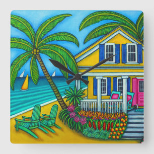 Horloge Carrée Billet à l'horloge murale Paradise