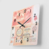 Horloge Carrée Billet de Soviet (Angle)