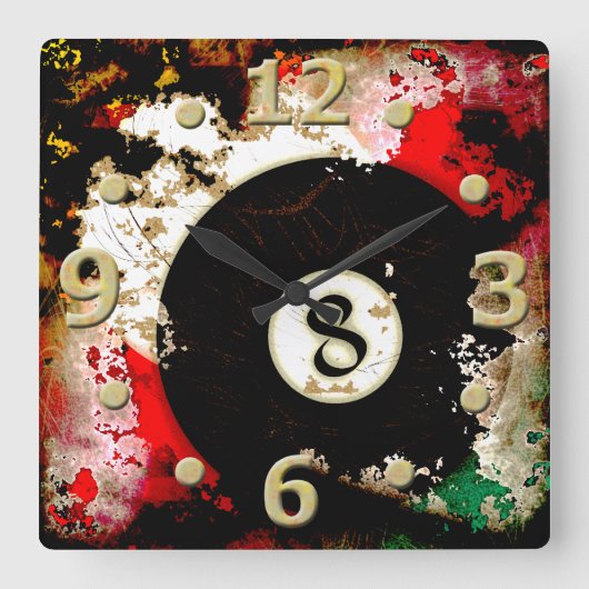 HORLOGE CARRÉE BILLIARDS BALL NUMÉRO 8 (Recto)