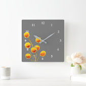 Horloge Carrée Billy Button jaune fleur native australienne (Maison)