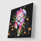 Horloge Carrée BINDI SHIBA INU customize background color (Angle)