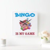 HORLOGE CARRÉE BINGO EST MON JEU (Maison)