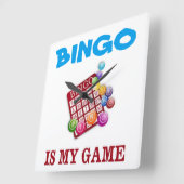HORLOGE CARRÉE BINGO EST MON JEU (Angle)