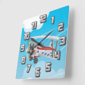 Horloge Carrée biplane (Angle)