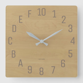Horloge Carrée Birch-Look Hexadecimal Geek