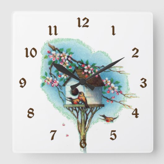 Horloge Carrée Birdhouse vintage (Recto)