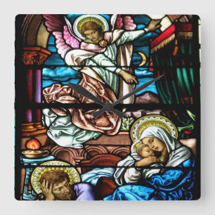Horloge Carrée Birth of Jesus Stained Glass Window