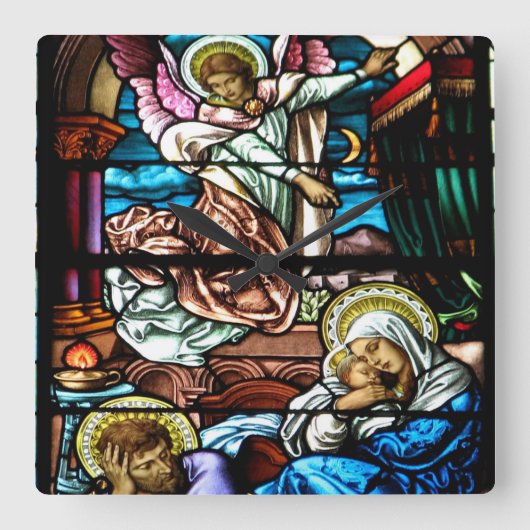 Horloge Carrée Birth of Jesus Stained Glass Window (Recto)