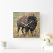 Horloge Carrée Bison américain (Maison)