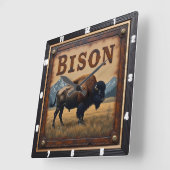 Horloge Carrée Bison Buffalo (Angle)