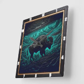 Horloge Carrée Bison Buffalo à outils Bison Turquoise (Angle)