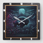 Horloge Carrée Bison Buffalo Midnight Bison (Recto)