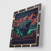 Horloge Carrée Bison Buffalo Neon Bison (Angle)