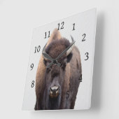 Horloge Carrée Bison Buffalo Photo 135 (Angle)
