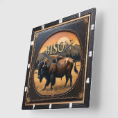 Horloge Carrée Bison Buffalo Plaines sauvages Buffalo (Angle)