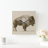 Horloge Carrée Bison des plaines (Maison)