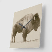 Horloge Carrée Bison des plaines (Angle)