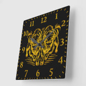 Horloge Carrée Bison d'or qui coule à travers les plaines au couc (Angle)