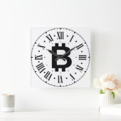 Horloge Carrée Bitcoin B Bold Roman Numeral Wall Clock (Maison)
