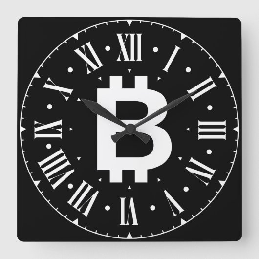 Horloge Carrée Bitcoin B Cool Roman Numeral Wall Clock (Recto)