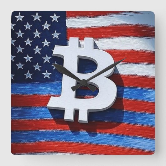 Horloge Carrée Bitcoin USA (Recto)