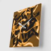 Horloge Carrée Bizarre enchevêtrement de rubans brûlés, noir et o (Angle)