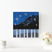 Horloge Carrée Black and Blue Musical Melody Square Wall Clock (Maison)