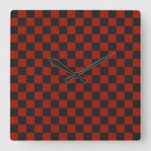 Horloge Carrée Black and Deep red checkerboard pattern (Recto)